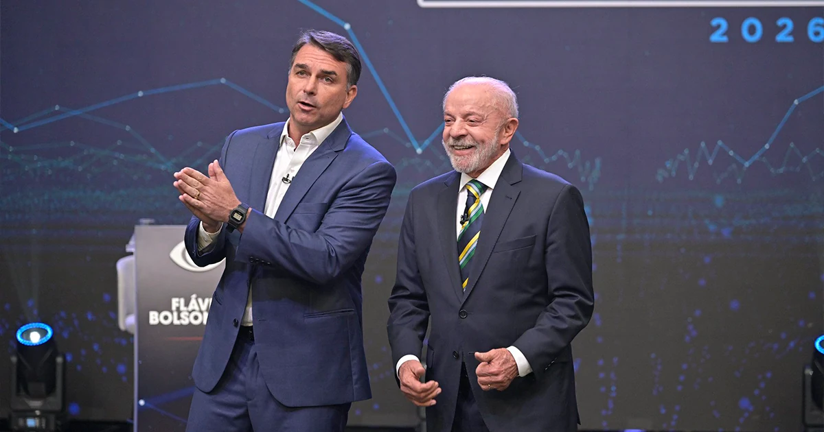 Foto de arquivo do debate entre Lula e Flávio Bolsonaro.